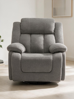 Fauteuil inclinable gris TOCO Meubles avec dossier haut, accoudoirs coussinés et base pivotante en tissu doux