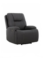 Fauteuil inclinable Elvis de TOCO Meubles en tissu gris foncé avec surpiqûres contrastantes pour le salon
