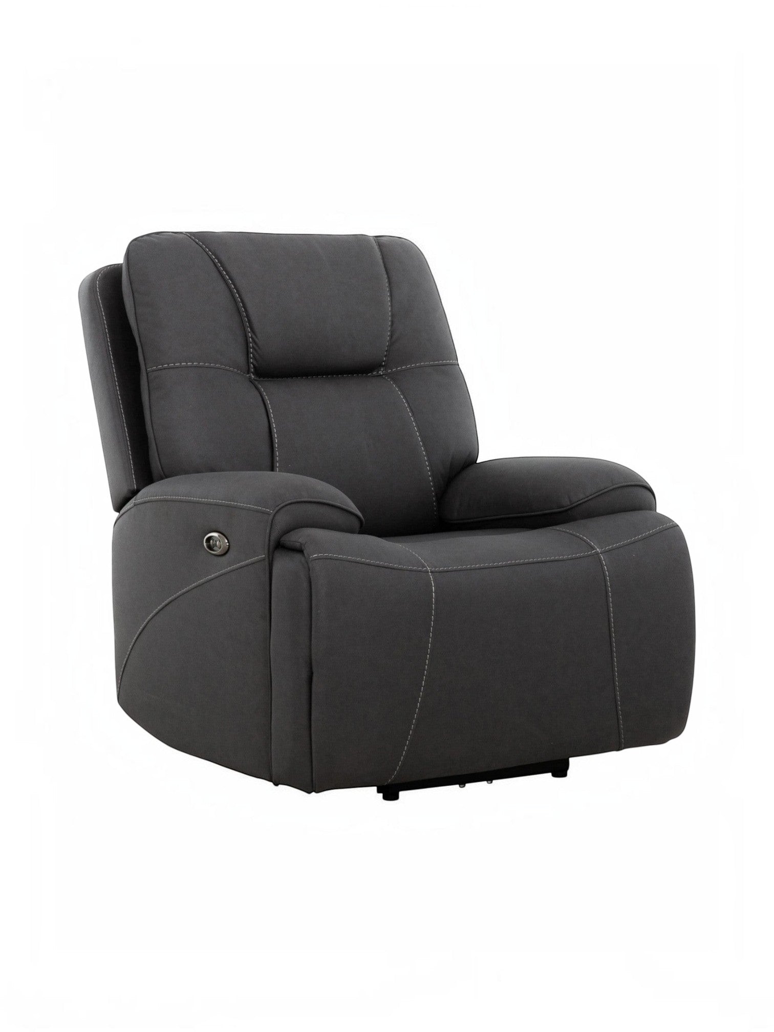 Fauteuil inclinable Elvis de TOCO Meubles en tissu gris foncé avec surpiqûres contrastantes pour le salon