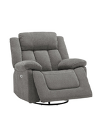 Fauteuil inclinable électrique gris TOCO Meubles avec dossier haut, accoudoirs rembourrés et base pivotante