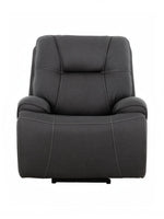 Fauteuil inclinable Elvis gris foncé avec surpiqûres contrastantes, proposé par TOCO Meubles pour le salon.