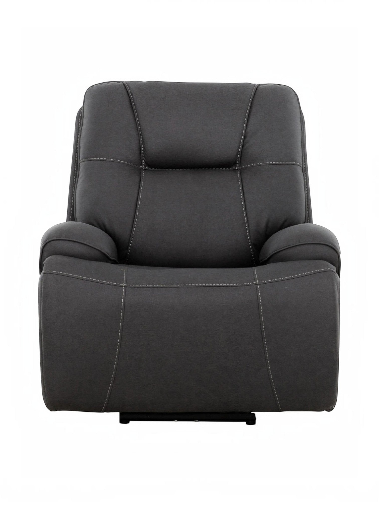 Fauteuil inclinable Elvis gris foncé avec surpiqûres contrastantes, proposé par TOCO Meubles pour le salon.