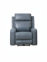 Fauteuil inclinable Miles bleu gris en cuir par TOCO Meubles, idéal pour un salon confortable et moderne.