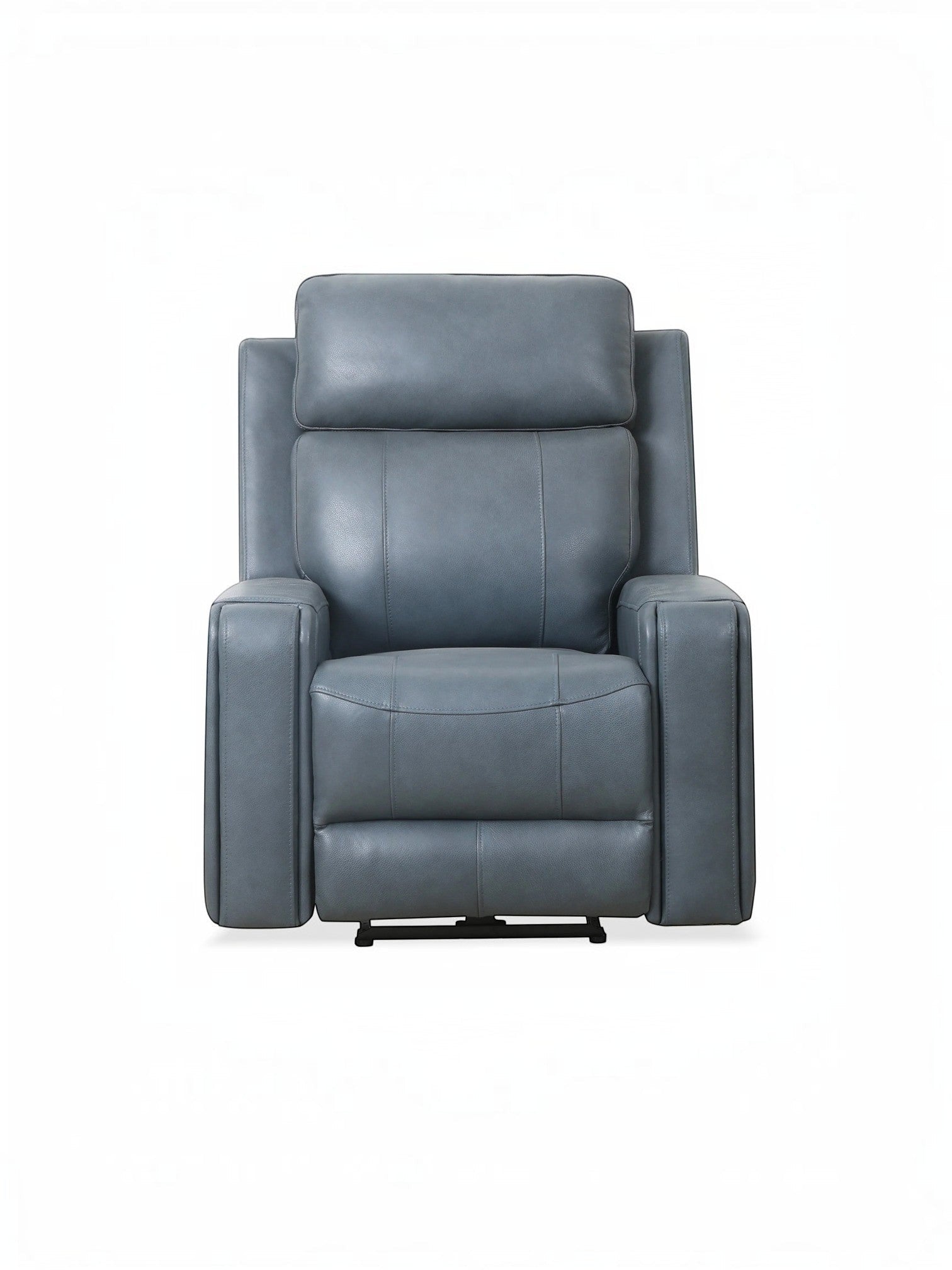 Fauteuil inclinable Miles bleu gris en cuir par TOCO Meubles, idéal pour un salon confortable et moderne.
