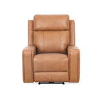 Fauteuil inclinable Miles de TOCO Meubles en cuir marron clair avec design ergonomique et accoudoirs larges