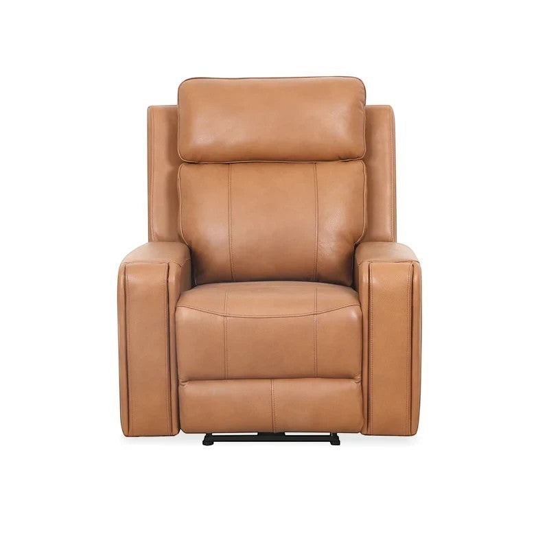 Fauteuil inclinable Miles de TOCO Meubles en cuir marron clair avec design ergonomique et accoudoirs larges