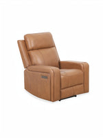 Fauteuil inclinable Miles TOCO Meubles en cuir marron au design ergonomique et contemporain avec accoudoirs larges.