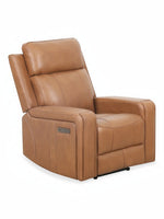 Fauteuil inclinable Miles TOCO Meubles en cuir marron au design ergonomique et contemporain avec accoudoirs larges.