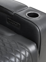 TOCO Meubles - Accoudoir de fauteuil inclinable noir en cuir avec porte-gobelet et coutures matelassées