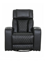 Fauteuil inclinable TOCO Meubles Warren en similicuir noir avec dossier matelassé et porte-gobelets intégrés