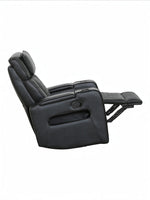 Fauteuil inclinable noir Warren de TOCO Meubles avec porte-gobelets et détails matelassés pour le salon.
