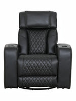 Fauteuil inclinable Warren noir TOCO Meubles avec revêtement matelassé et porte-gobelets intégrés pour salon.
