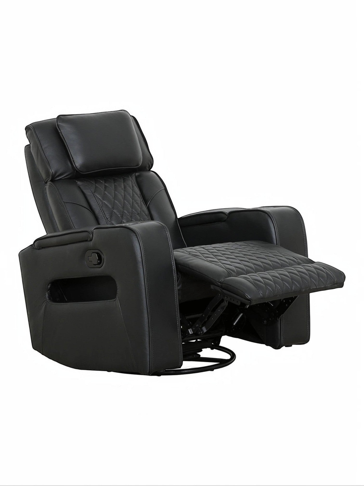 Fauteuil inclinable Warren noir TOCO Meubles avec détails matelassés, idéal pour un salon confortable.