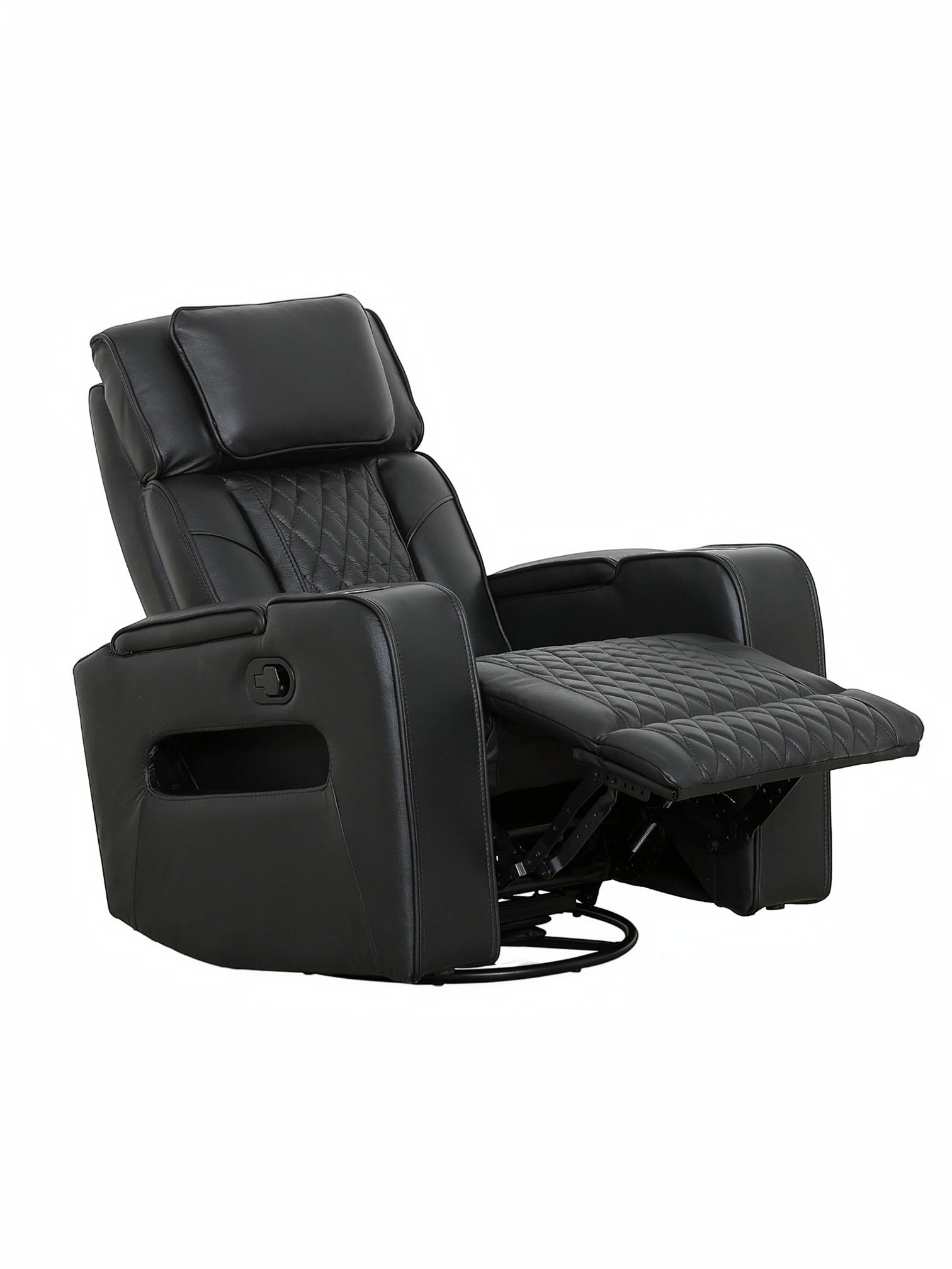 Fauteuil inclinable Warren noir TOCO Meubles avec détails matelassés, idéal pour un salon confortable.