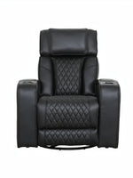 Fauteuil inclinable Warren noir TOCO Meubles avec revêtement matelassé et porte-gobelets intégrés pour salon.