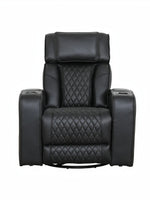 Fauteuil inclinable Warren noir TOCO Meubles avec revêtement matelassé et porte-gobelets intégrés pour salon.