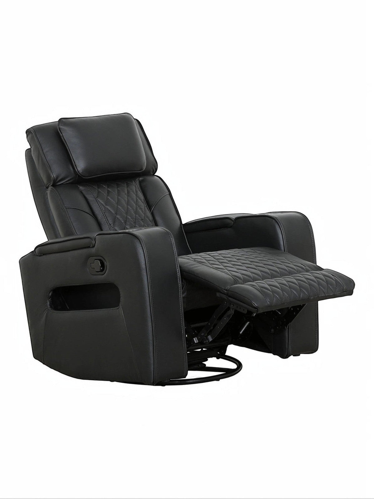 Fauteuil inclinable Warren noir TOCO Meubles avec détails matelassés, idéal pour un salon confortable.
