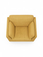 Fauteuil une place et demie TOCO Meubles Owick en tissu texturé jaune tournesol, vue de dessus