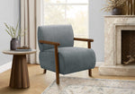 TOCO Meubles Fauteuil d'appoint Maureen gris chiné avec accoudoirs en bois, style contemporain.