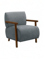 Fauteuil d'appoint TOCO Meubles Maureen gris avec accoudoirs et pieds en bois massif au design contemporain