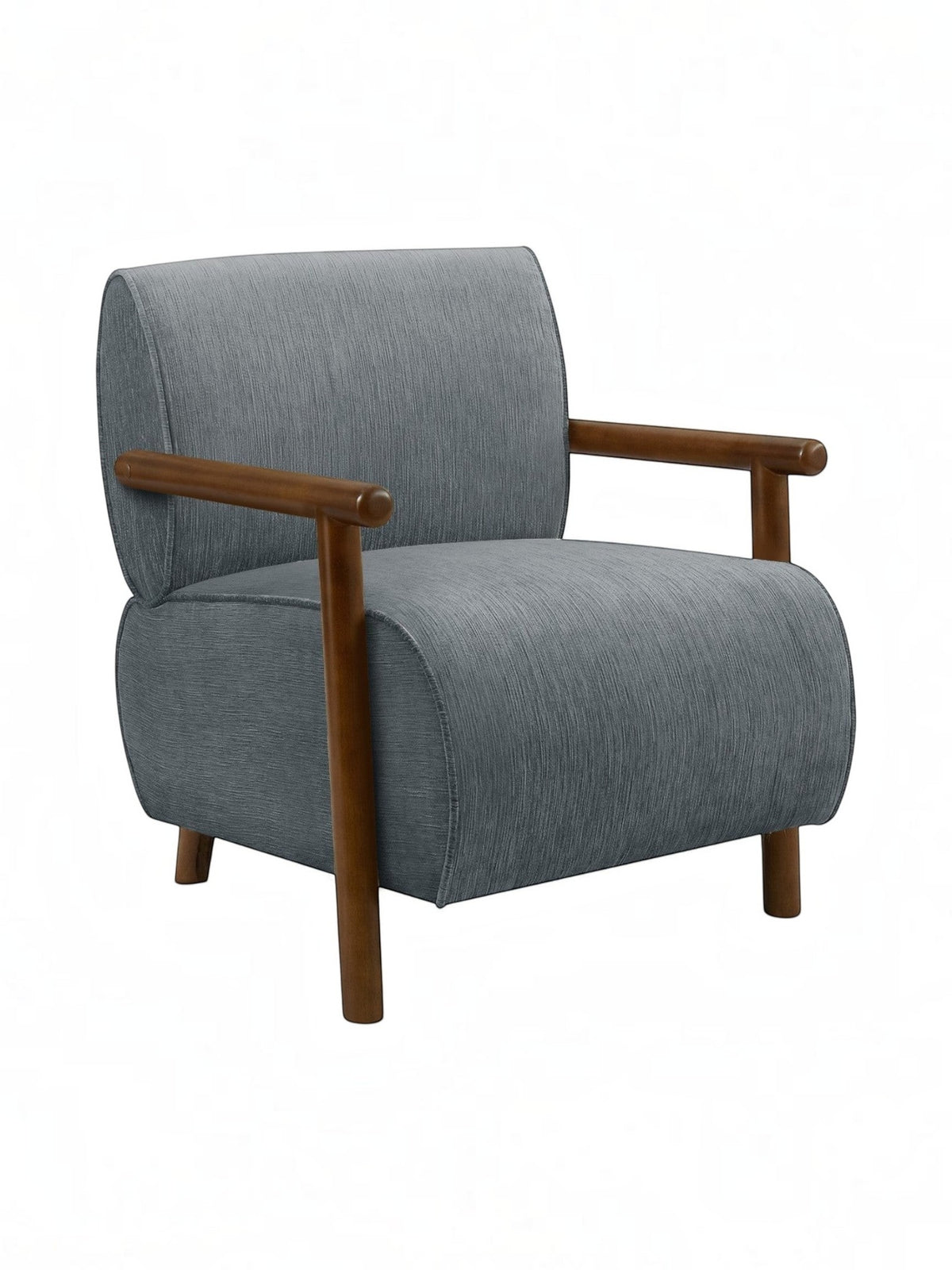 Fauteuil d'appoint TOCO Meubles Maureen gris avec accoudoirs et pieds en bois massif au design contemporain