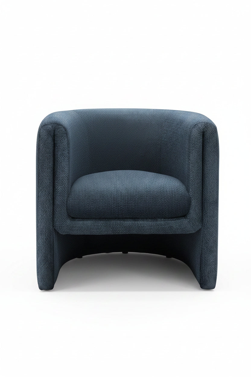 Fauteuil d'appoint Océan bleu marine TOCO Meubles, design moderne, tissu texturé, assise confortable.
