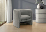 TOCO Meubles fauteuil d'appoint Océan gris texturé, style tonneau, rembourrage confortable, idéal salon ou chambre.