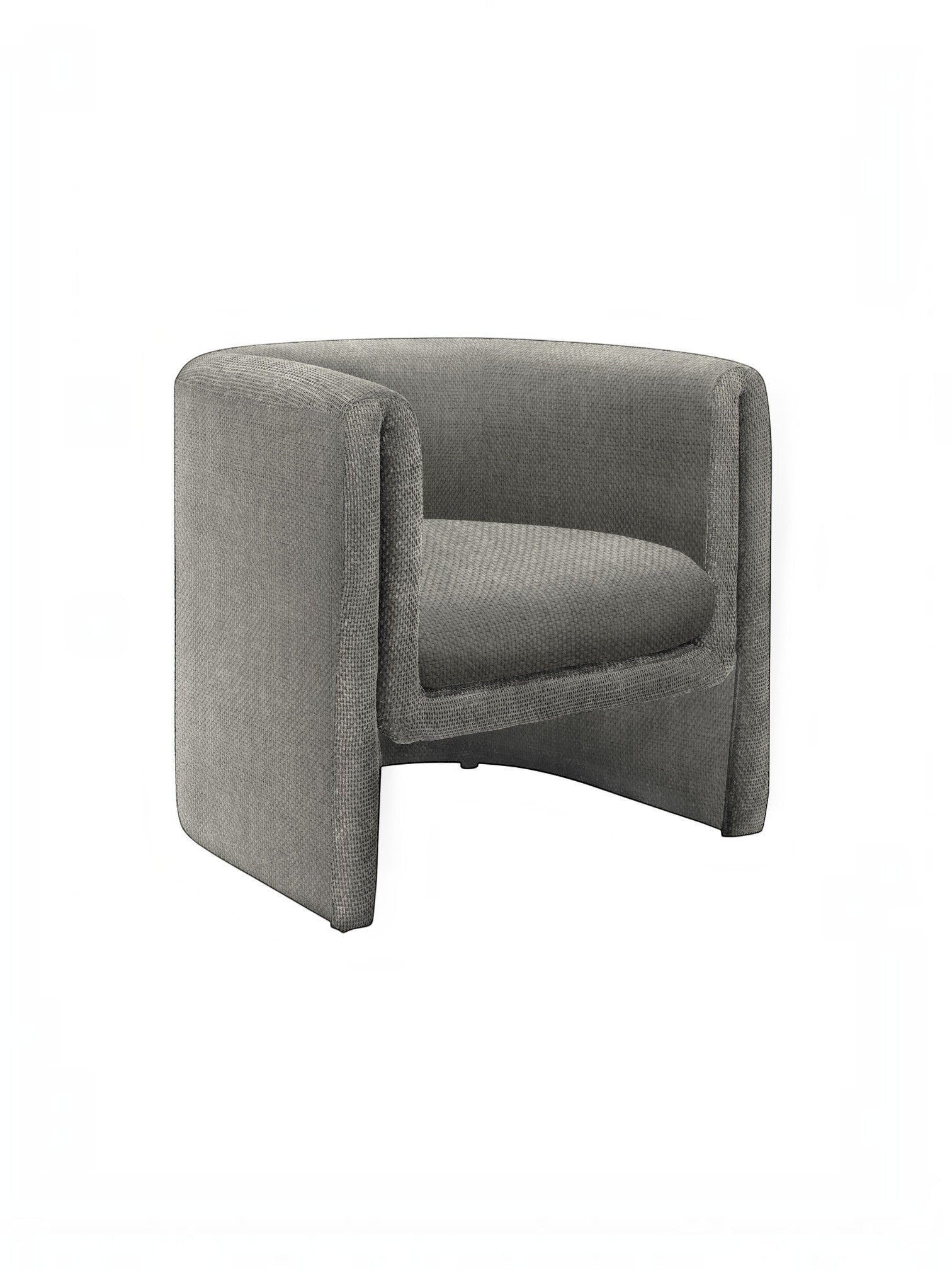 Fauteuil d'appoint Océan gris TOCO Meubles en tissu texturé, style tonneau moderne, assise confortable.