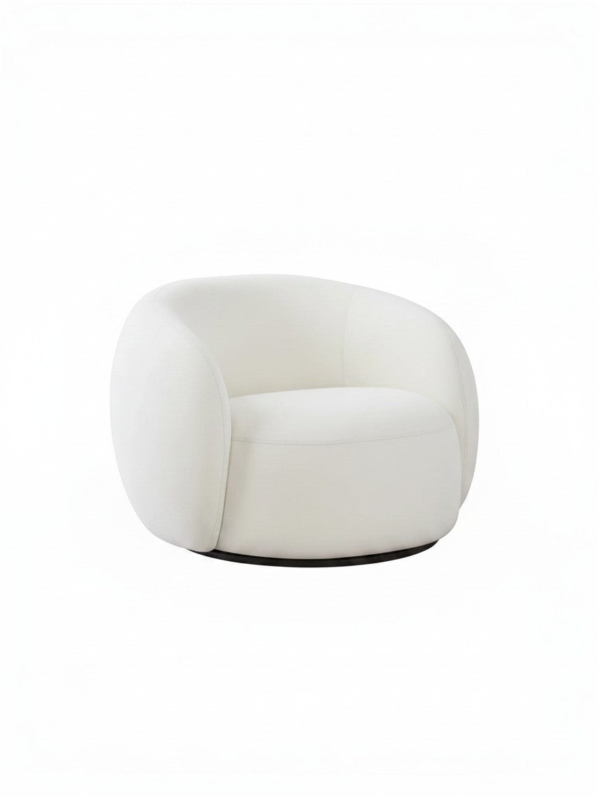 Fauteuil pivotant Swayn blanc TOCO Meubles au design arrondi et moderne pour salon ou chambre