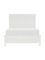 Grand lit Rosalie TOCO Meubles en bois blanc avec tête de lit à moulures horizontales, style champêtre transitionnel.