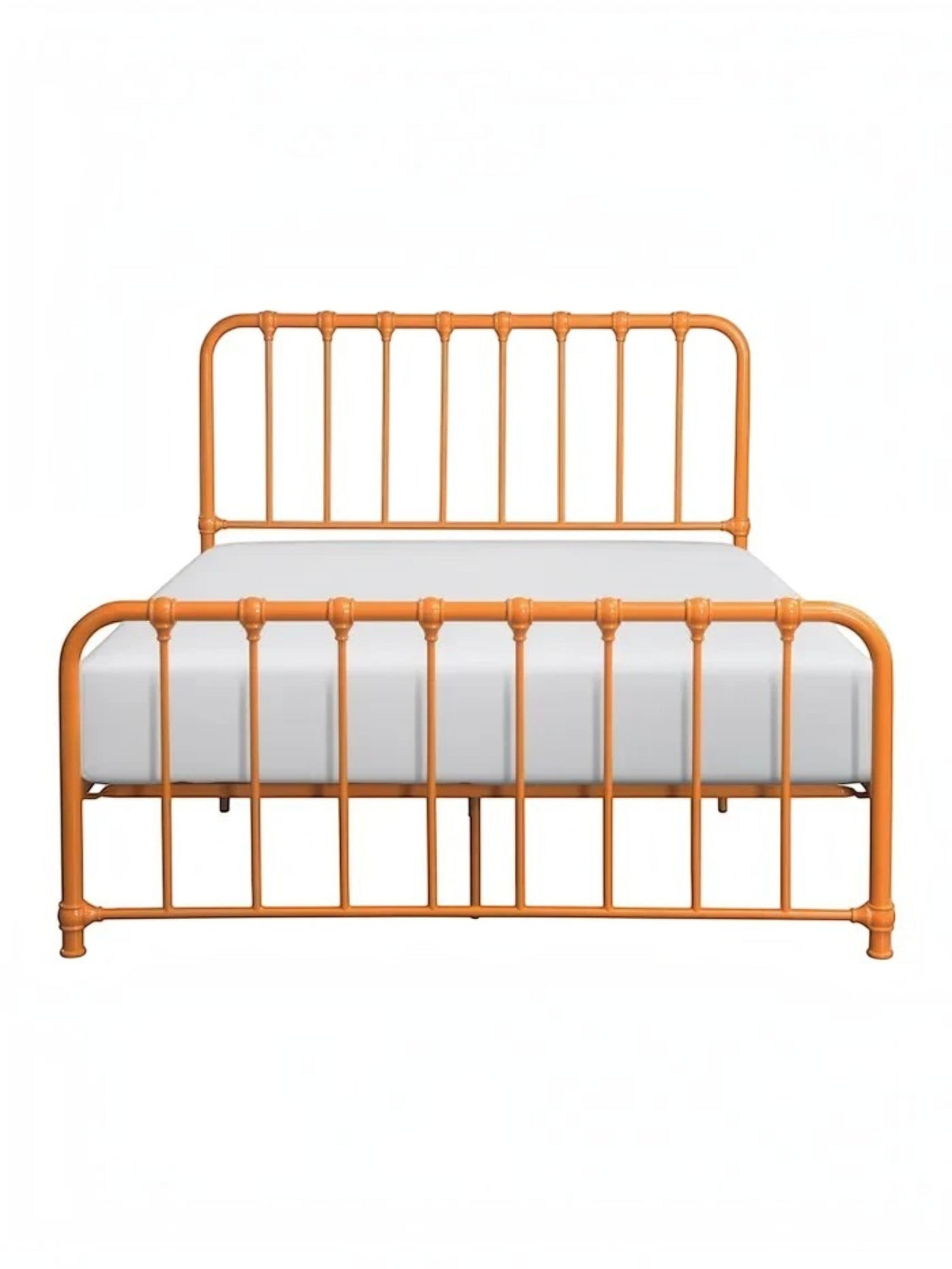 Grand lit Daisy TOCO Meubles en métal orange avec structure classique et détails décoratifs arrondis
