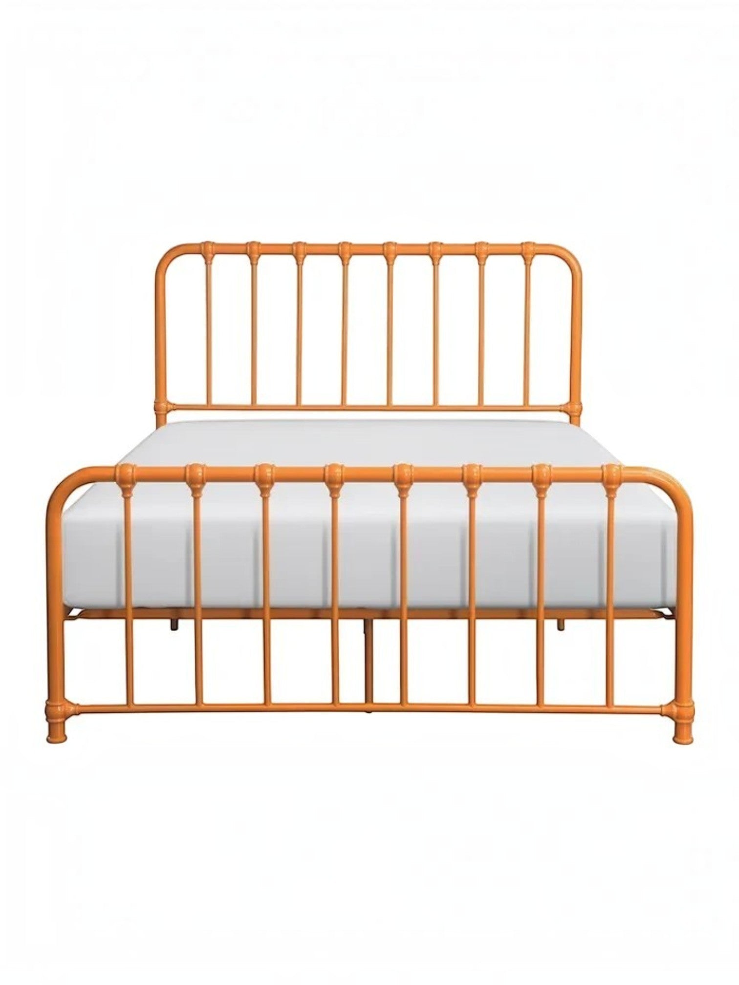 Grand lit Daisy TOCO Meubles en métal orange avec structure classique et détails décoratifs arrondis