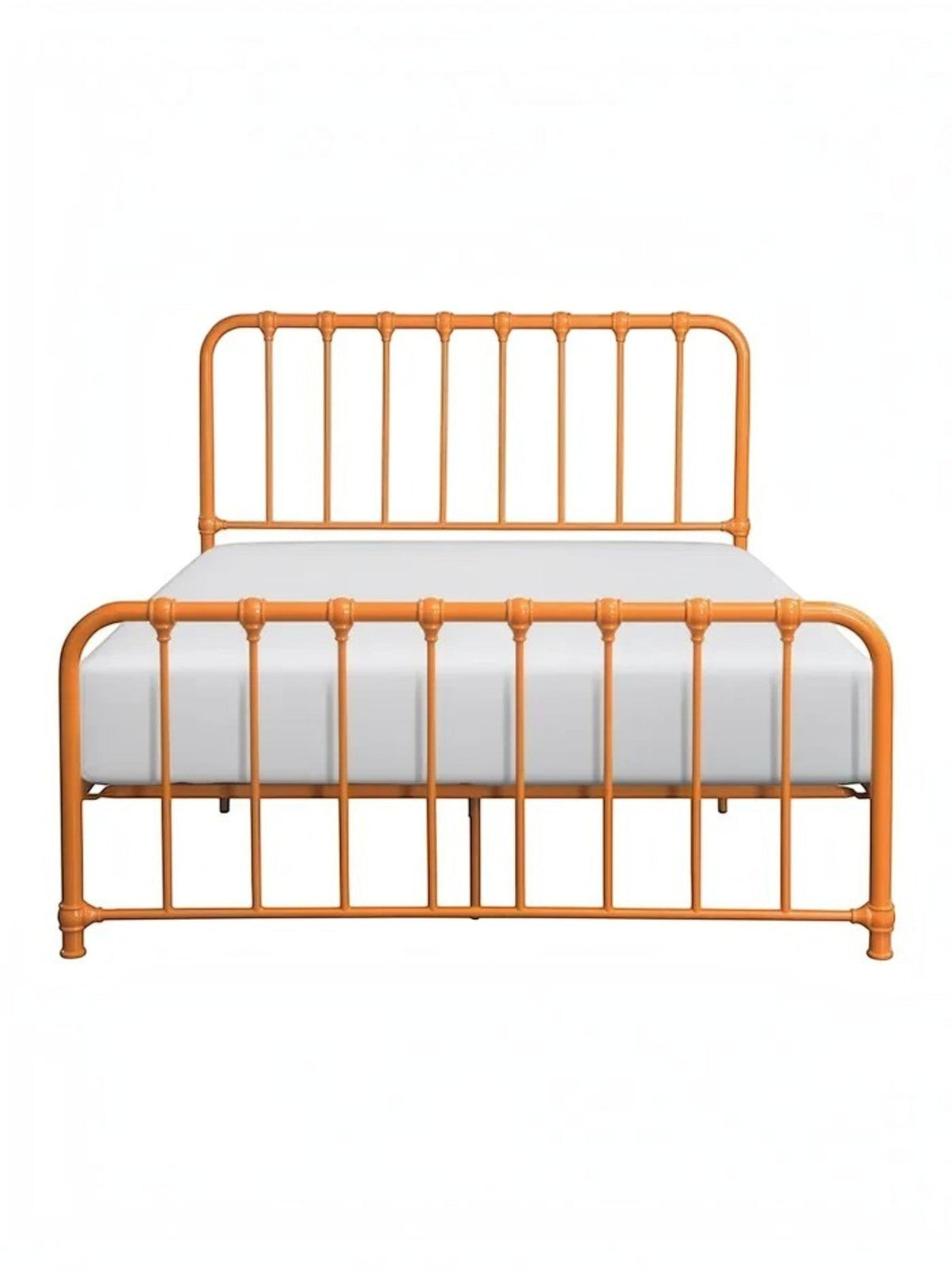 Grand lit Daisy TOCO Meubles en métal orange avec structure classique et détails décoratifs arrondis