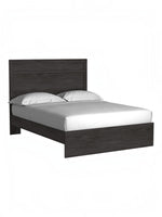 Grand lit Estelle TOCO Meubles anthracite imitation chêne avec tête de lit moulurée, style moderne.