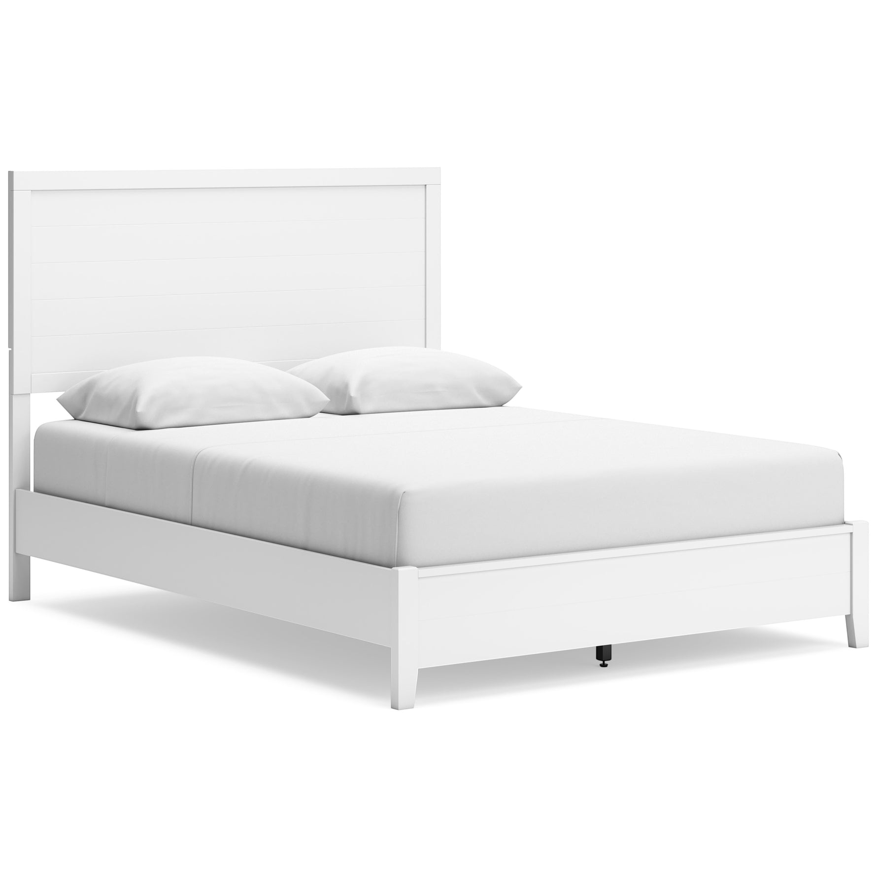 TOCO Meubles Grand lit Gisele blanc finition planches, style contemporain décontracté