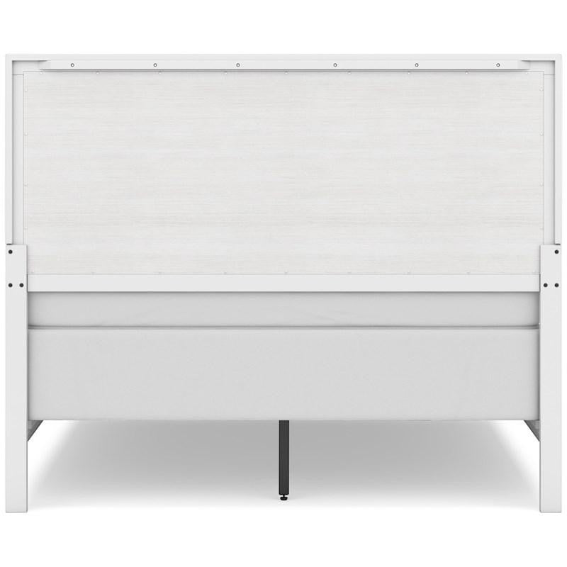 TOCO Meubles Grand lit Gisele blanc avec finition planches, style contemporain décontracté.