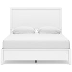TOCO Meubles Grand lit Gisele blanc finition planches, style contemporain, 2 oreillers blancs inclus.
