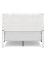 Vue arrière du grand lit Gisele blanc de TOCO Meubles avec finition effet planches contemporaine