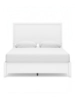 Grand lit Gisele blanc de TOCO Meubles au design contemporain avec tête de lit à panneaux épurée