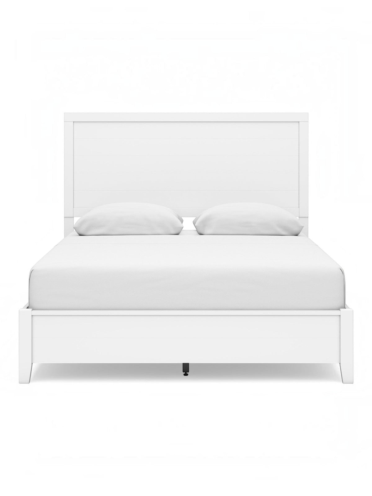 Grand lit Gisele blanc de TOCO Meubles au design contemporain avec tête de lit à panneaux épurée