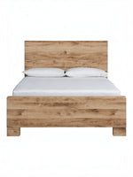 Grand lit Lola TOCO Meubles en bois finition rustique dorée avec tête de lit épurée et design sobre