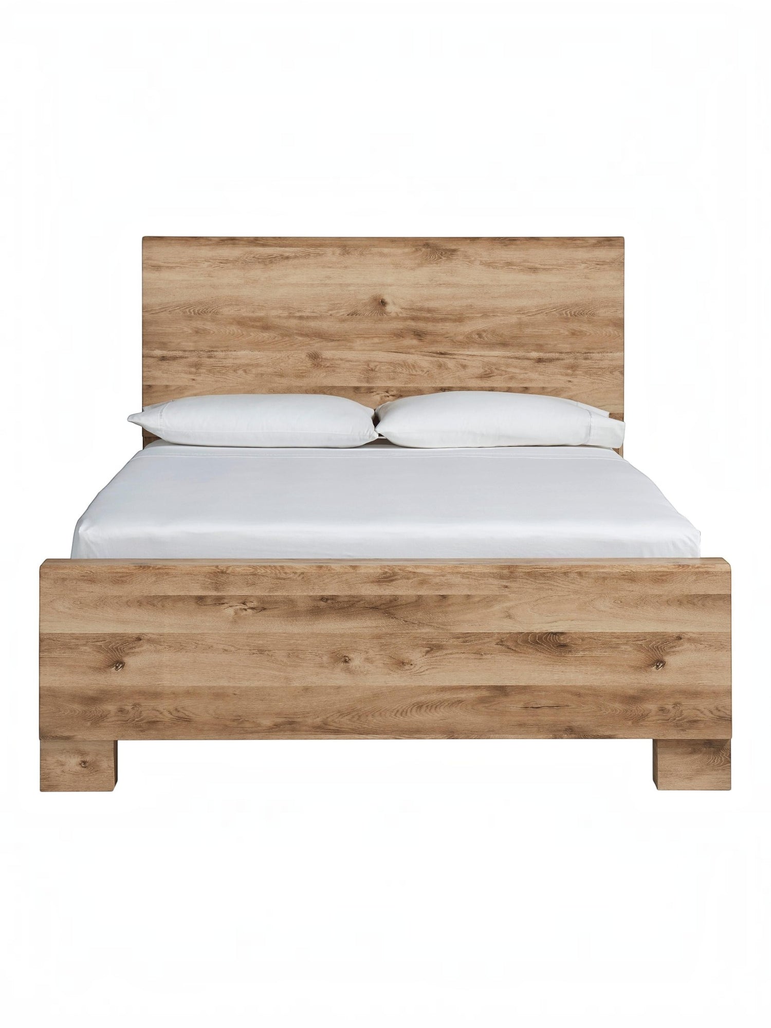 Grand lit Lola TOCO Meubles en bois finition rustique dorée avec tête de lit épurée et design sobre