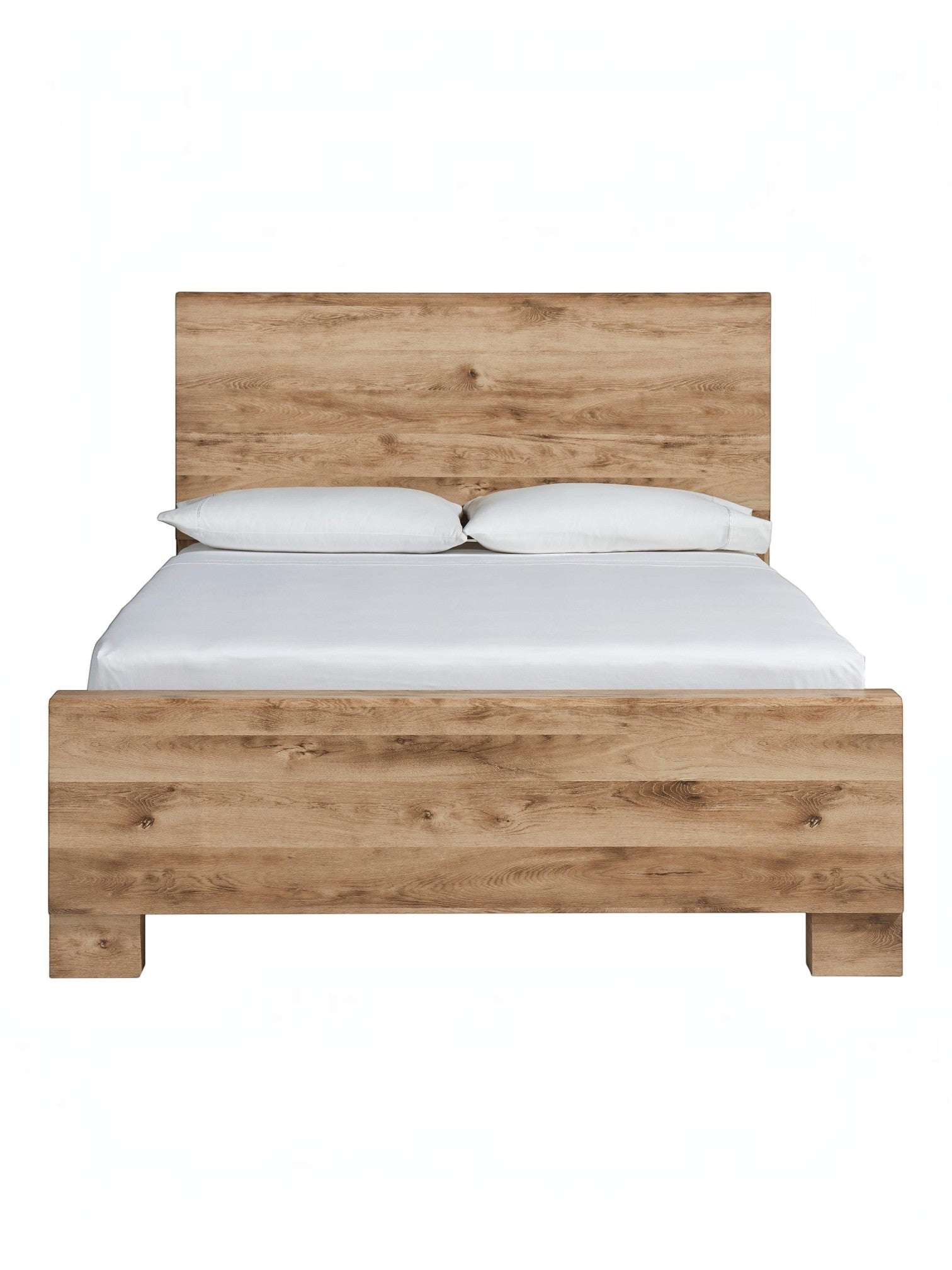 Grand lit Lola TOCO Meubles en bois finition rustique dorée avec tête de lit épurée et design sobre