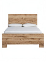 Grand lit Lola TOCO Meubles en bois finition rustique dorée avec tête de lit épurée et design sobre