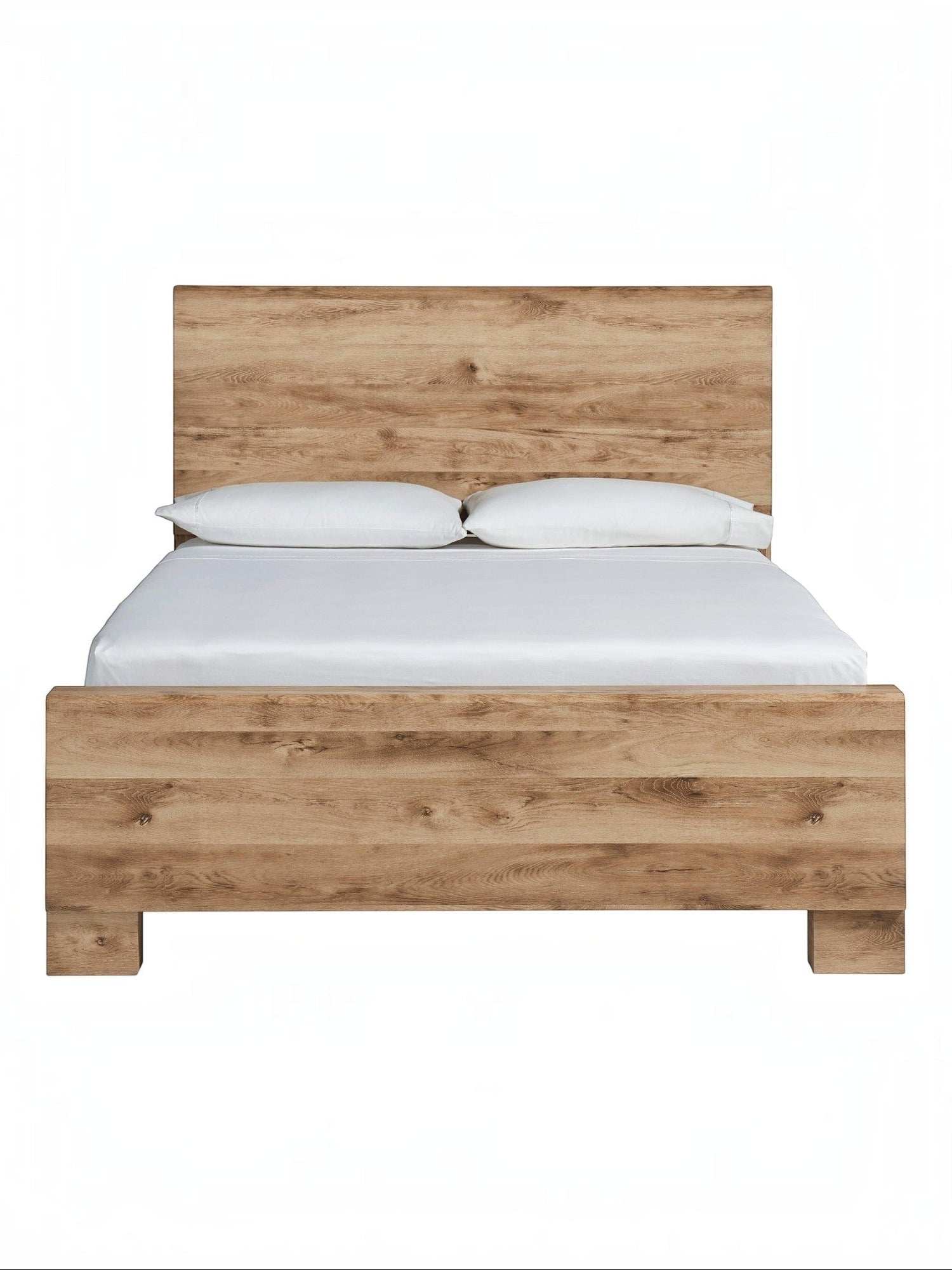 Grand lit Lola TOCO Meubles en bois finition rustique dorée avec tête de lit épurée et design sobre