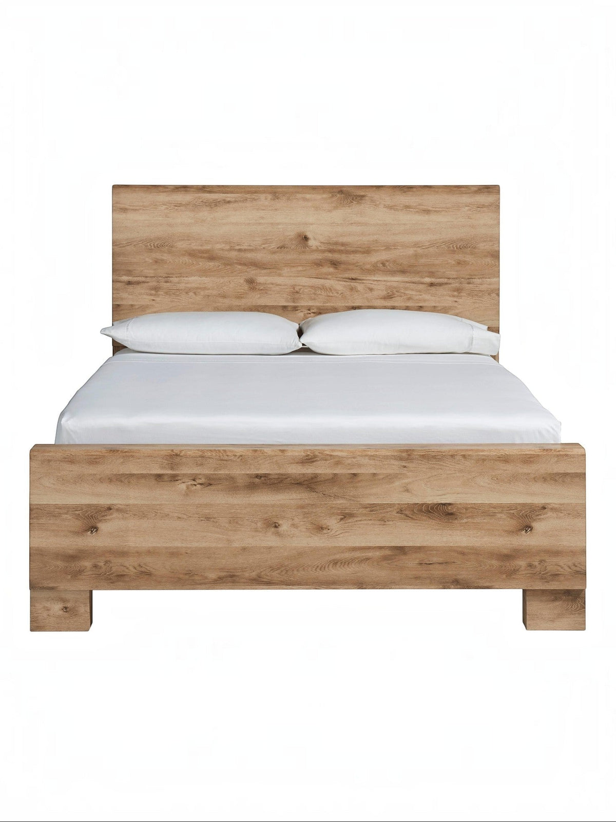 Grand lit Lola TOCO Meubles en bois finition rustique dorée avec tête de lit épurée et design sobre