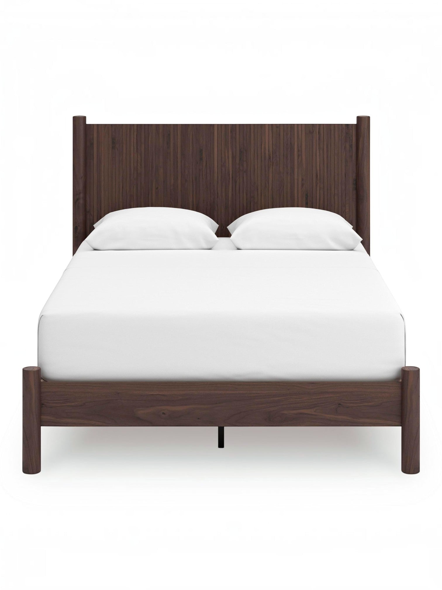 Grand lit Maya TOCO Meubles en bois brun avec tête de lit à effet canné au design bohème moderne