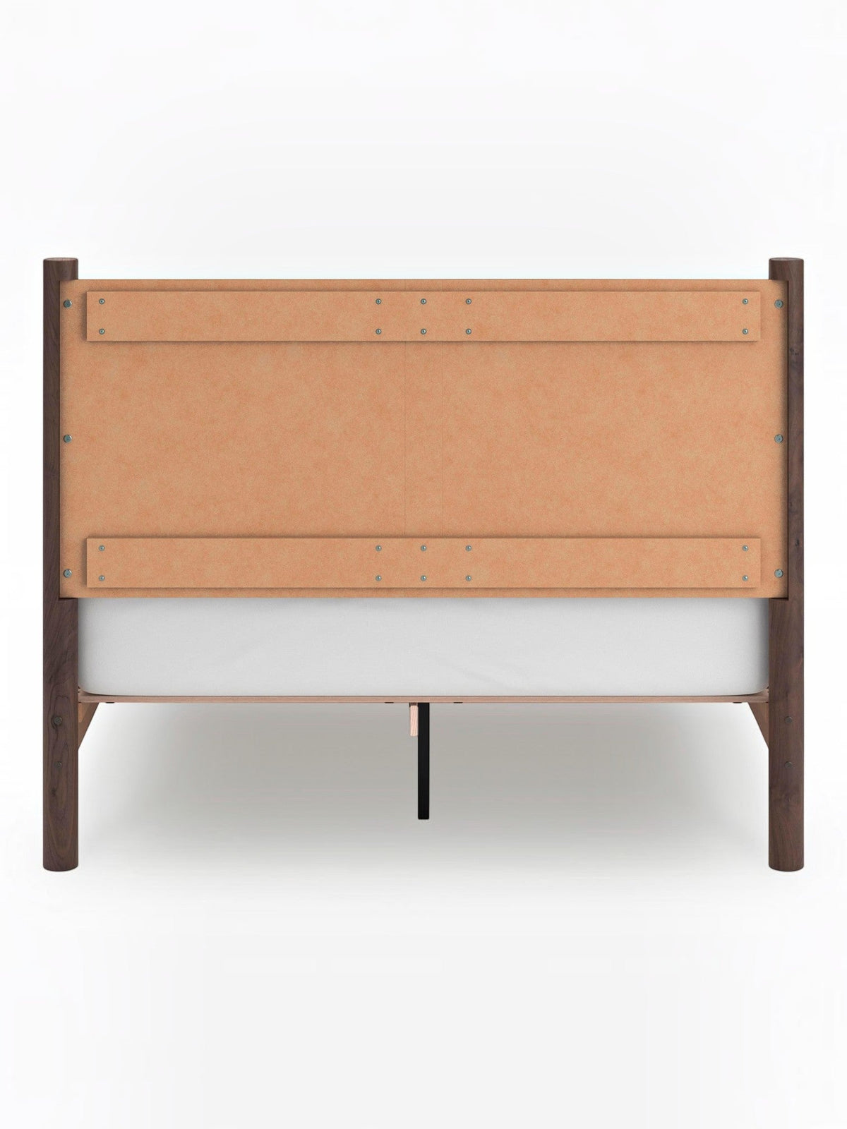 Vue arrière du grand lit Maya TOCO Meubles en bois brun avec structure robuste et finition soignée