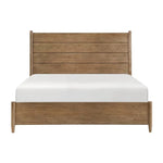 TOCO Meubles Grand Lit Noria en bois brun avec tête de lit à lattes et coussin amovible