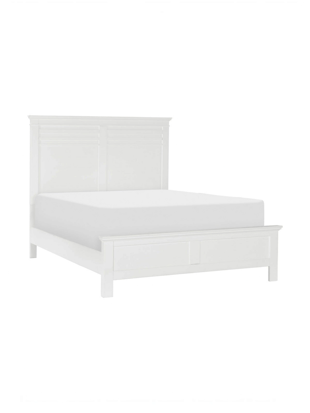 Grand lit Rosalie par TOCO Meubles en bois blanc au style champêtre avec tête de lit à moulure horizontale